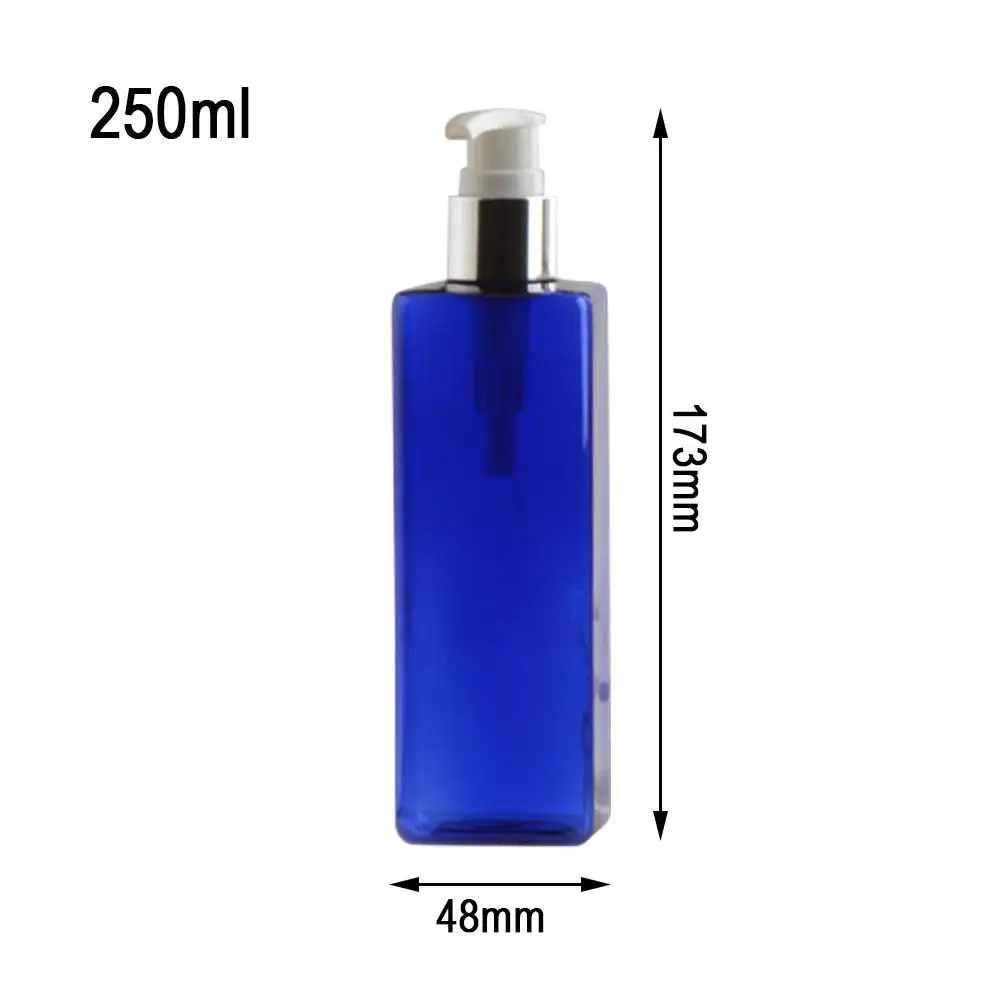 

Portable Plastic Square Clear Blue White Bottle Cosmetic Bottles Press Spray Cream 250ML With Pump Lotion Shampoo White S9P4