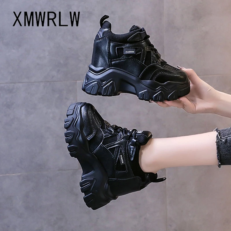 Женские кроссовки на массивном каблуке XMWRLW осень 2021 модные повседневные кожаные