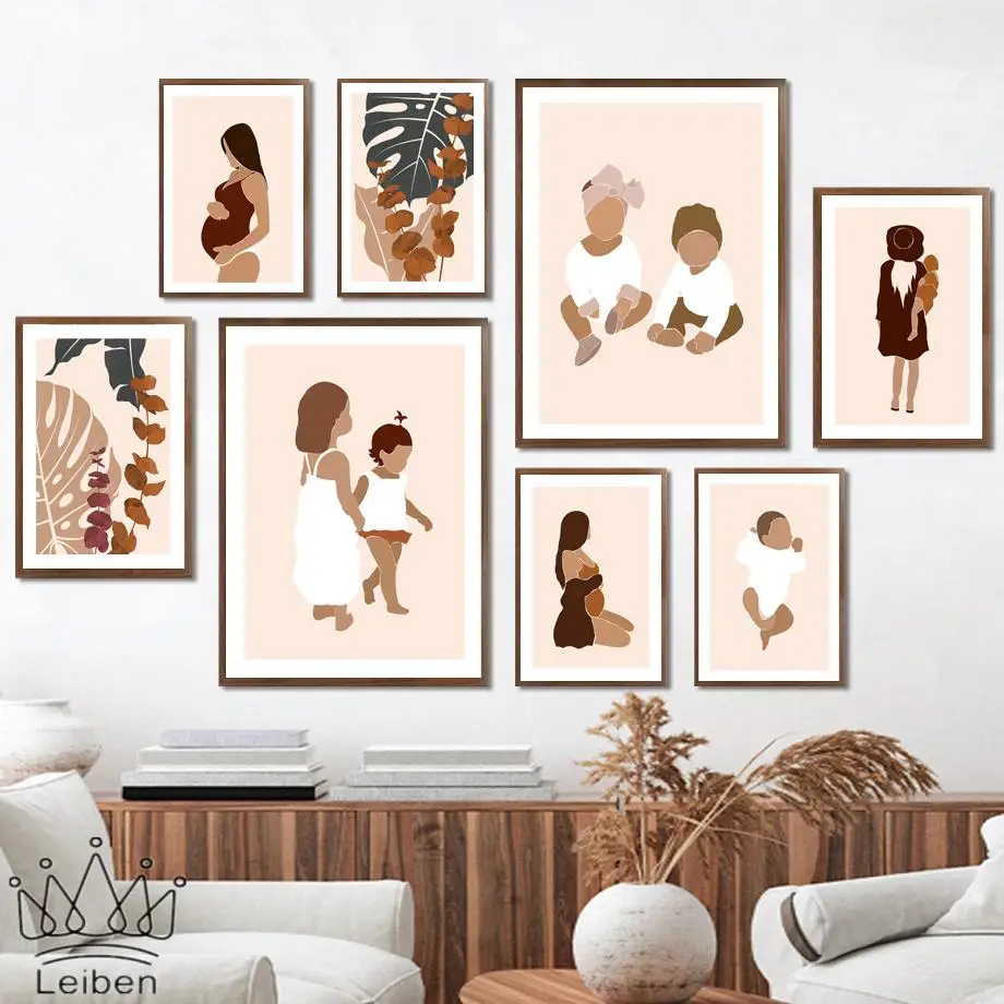 

Mother and Child Baby Warm Family Posters and Prints Bohemian Minimalist Wall Art Canvas Painting Modern Home Decoration Bedroom