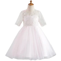 pink tulle lace scoop kids first communion dress tulle skirt pearls beadings flower girl dresses little bride dresses vestidos