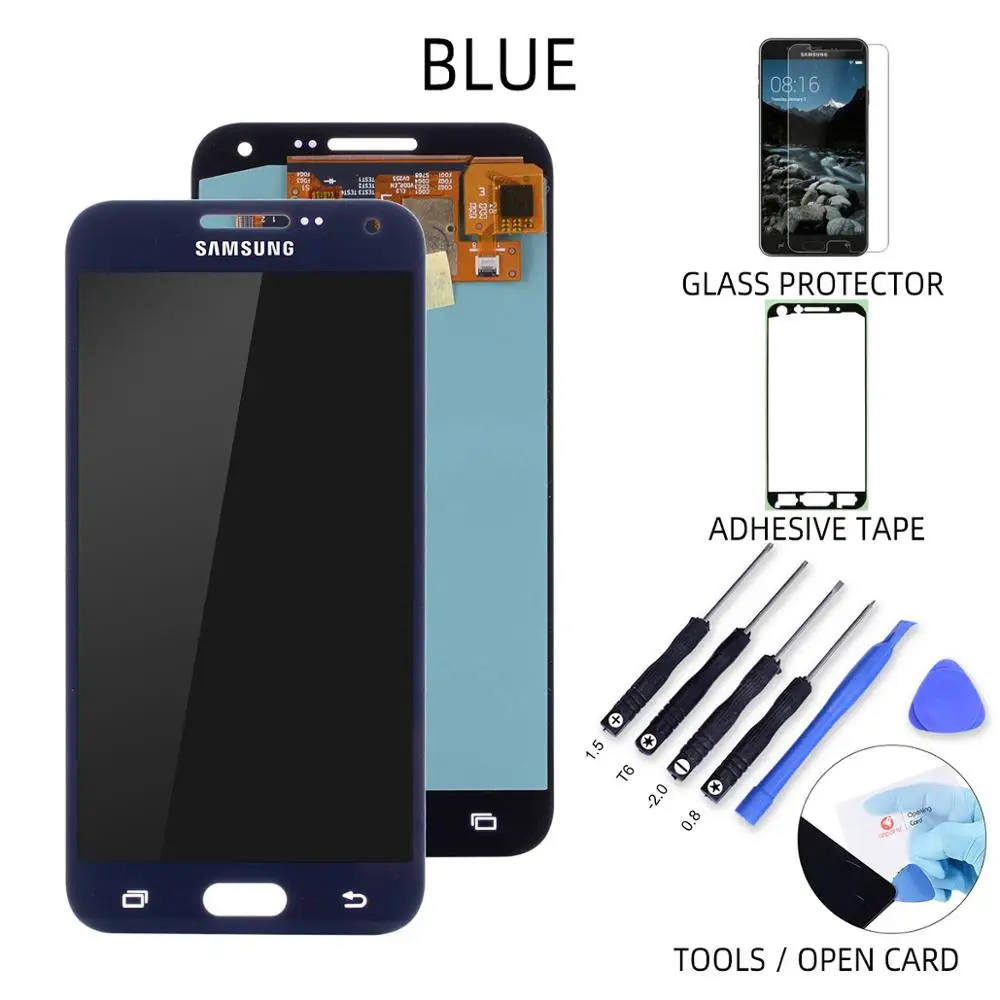 AMOLED Дисплей для SAMSUNG Galaxy E5 E500 E500M E500F E500H LCD в сборе с тачскрином 5.0" черный белый - Цвет: Blue No Frame
