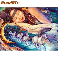 ruopoty 60%c3%9775 frame diy painting by numbers beauty and horse figure paint by numbers figure drawing on canvas home decoration