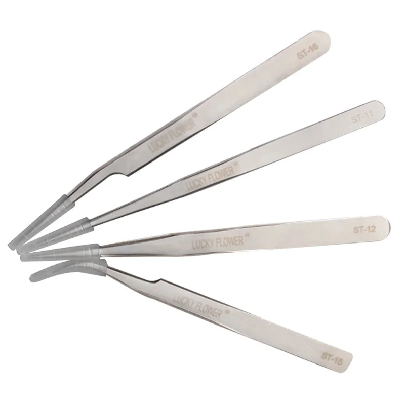 

4 шт., прямые и изогнутые пинцеты, набор инструментов для наращивания накладных ресниц, щипцы из нержавеющей стали для бровей, инструмент для...