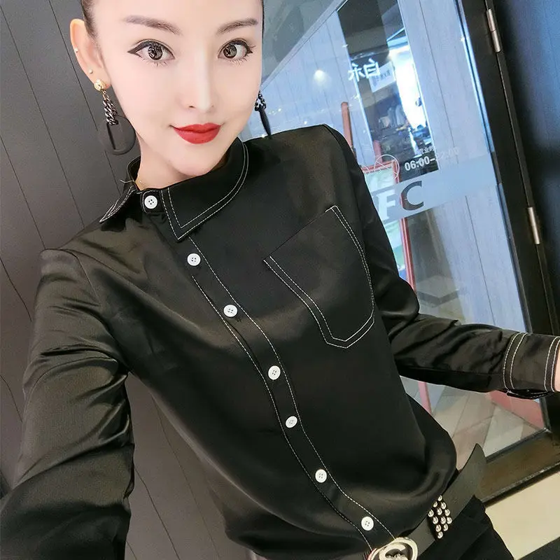 

Autumn new slim slim foreign style small shirt versatile temperament shirt long sleeve top women's wear