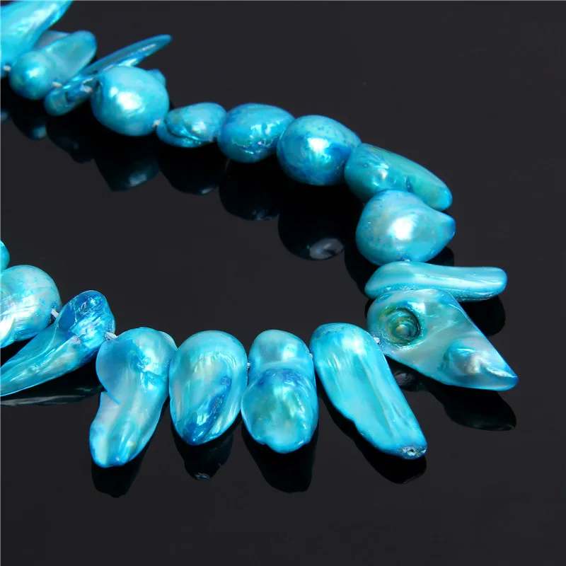 Жемчужные бусины в стиле барокко нестандартные из синего жемчуга 14 дюймов 8*10-10*20