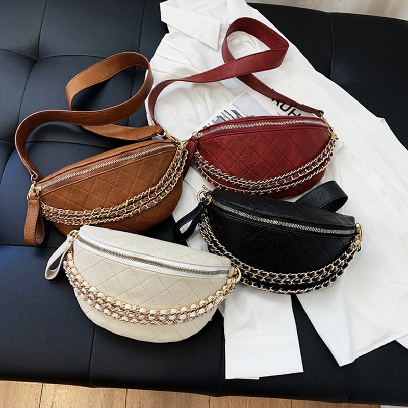 

Дизайнерская Роскошная нагрудная сумка для женщин, дамские сумочки через плечо, модная сумка на цепочке, Хобо, мессенджер, банановый кошеле...