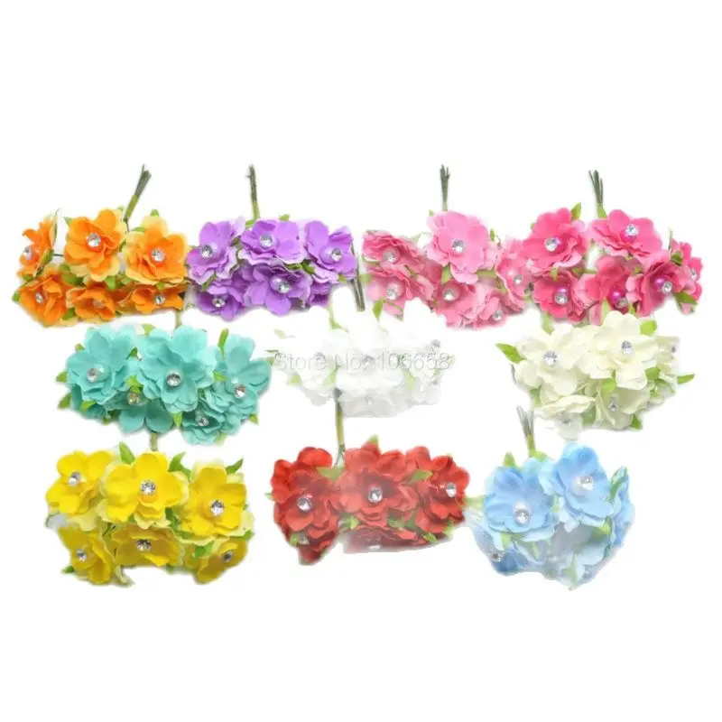 12 шт. букет цветов с тычинками и бриллиантами для украшения|flower stamen|artificial fabric