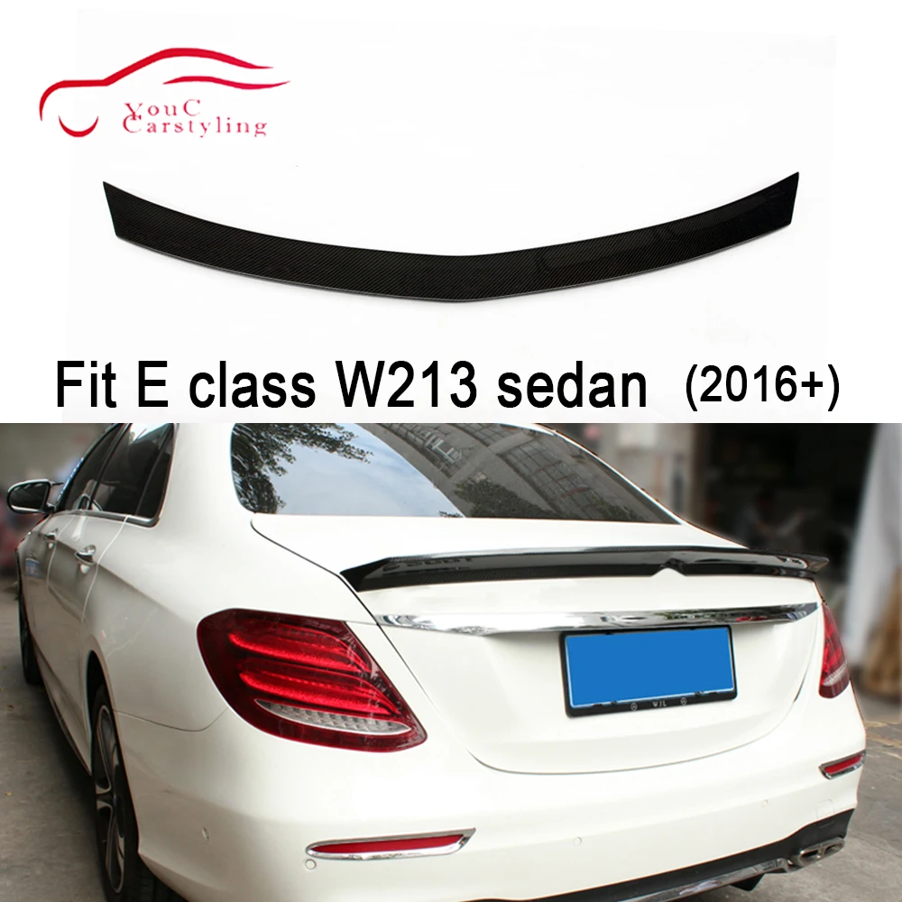 

W213 спойлер из углеродного волокна V-образный бампер багажника для Mercedes E класса W213 4-дверный седан 2016 + E300 E350 E450 задний спойлер