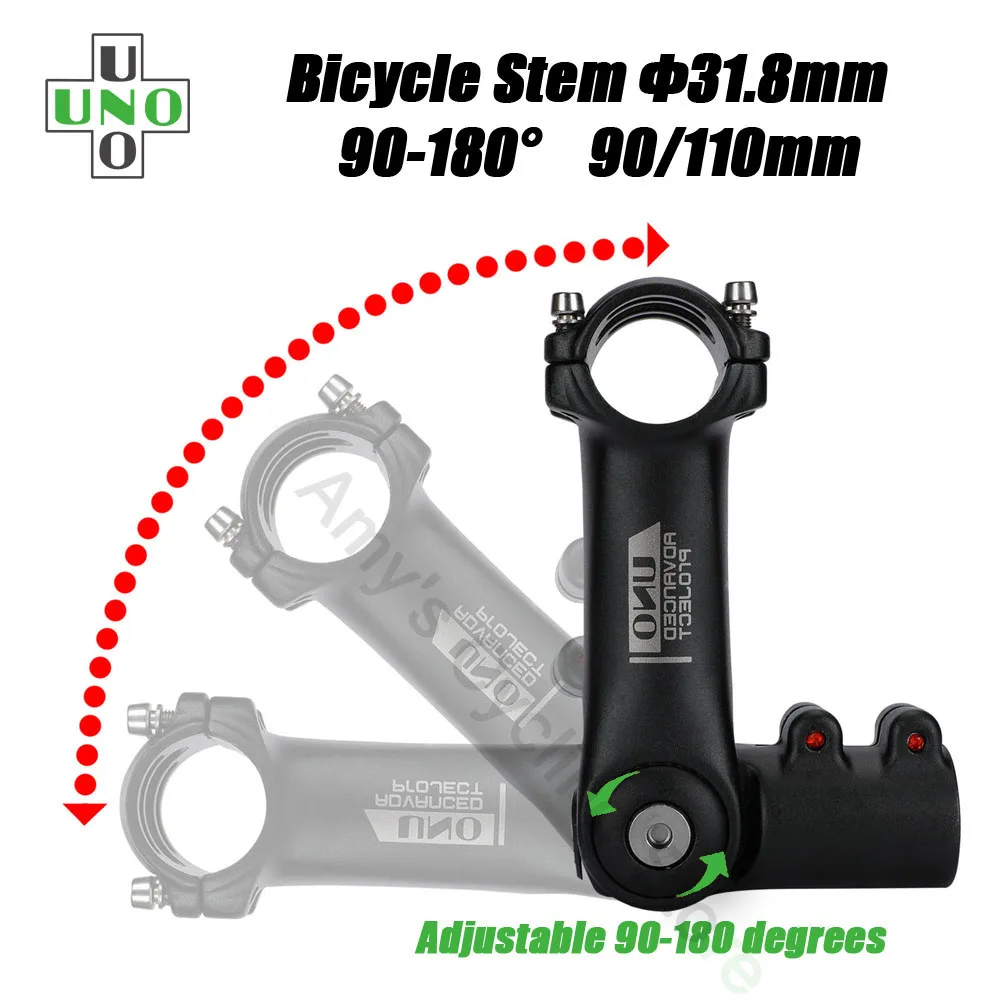 

UNO Adjustable Bicycle Stem 90-180 Degree Handlebar Riser 90/110mm 31.8 Stem XC Mountain Road City Bike Stem Cycling Parts