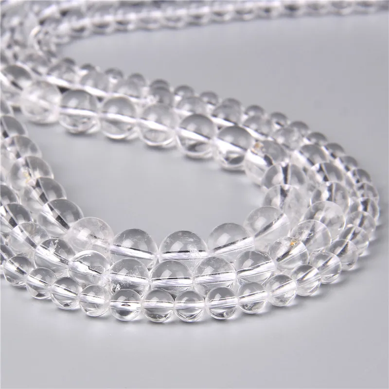 Natural White Rock Clear Crystal Quartz Round Loose Beads For Jewellery Making 