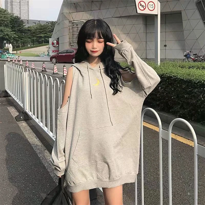 Черная серая толстовка с капюшоном оверсайз Женская Толстовка Harajuku уличная толстовка с капюшоном для женщин модная Корейская Moon Printng Толстовка для женщин