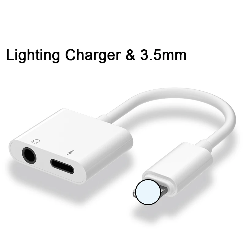 Lighting 35mm 2 в 1 зарядное устройство адаптер для зарядки 3,5 мм разъем разветвитель AUX для iphone XS MAX освещение прослушивания адаптер для iphone X 8 Plus - Color: Lighting 35mm
