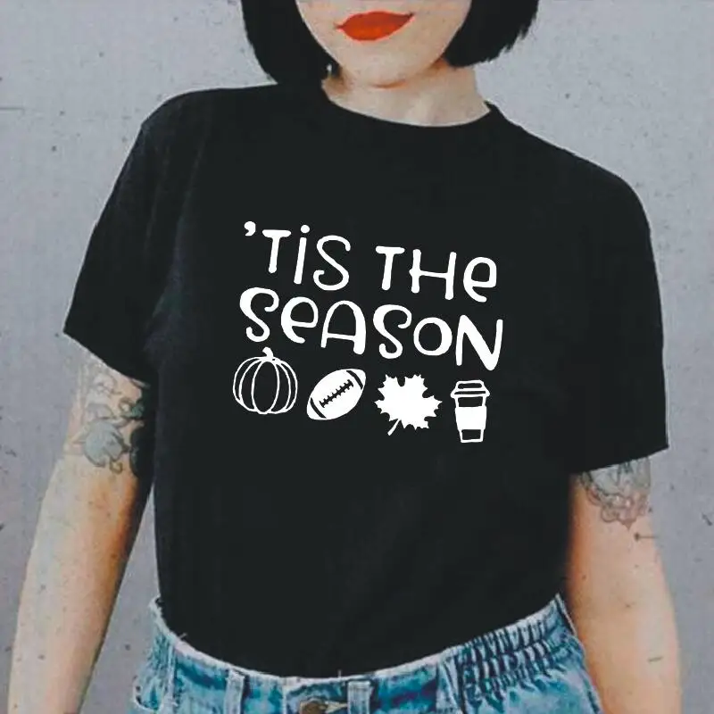 

Fashion The Season Pumpkin Coffee Women T-shirt Harajuku Shirt Tee Shirt Femme Summer Short Sleeve Casual T Shirt Women Tops