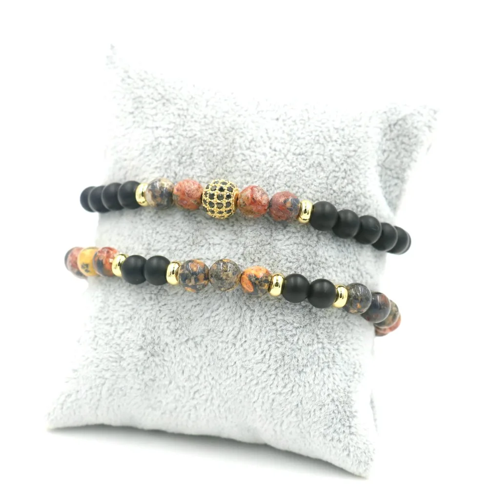 2 шт./компл. 6 мм красные бусины прядь Медь CZ Dragon Ball Браслеты Для мужчин женщин Йога