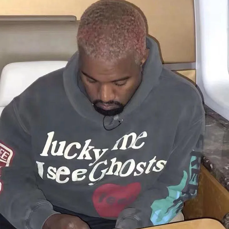 Толстовка Kanye West с надписью граффити Мужская Флисовая в стиле хип хоп Харадзюку