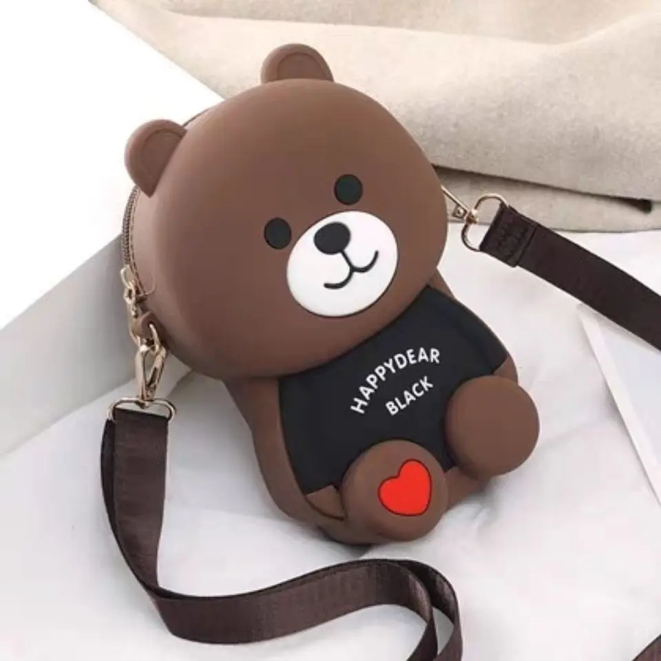 

Disney Cartoon Small Women's Bag New 2021 Versatile Silicone Little Bear Pattern Bag Leisure Phone Bag Shoulder Messenger Bag