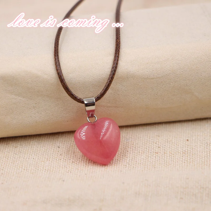 Подвеска с натуральным сердцем Just Pink Love розовое ожерелье сердечком удача в
