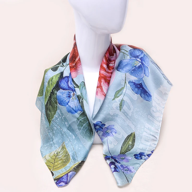 

2022 Fashion Women Silk Satin Shawl Bandana Scarf Neck Hijab Scarf Headwear Wrist Wraps Head Square Scarves Print Handkerchief