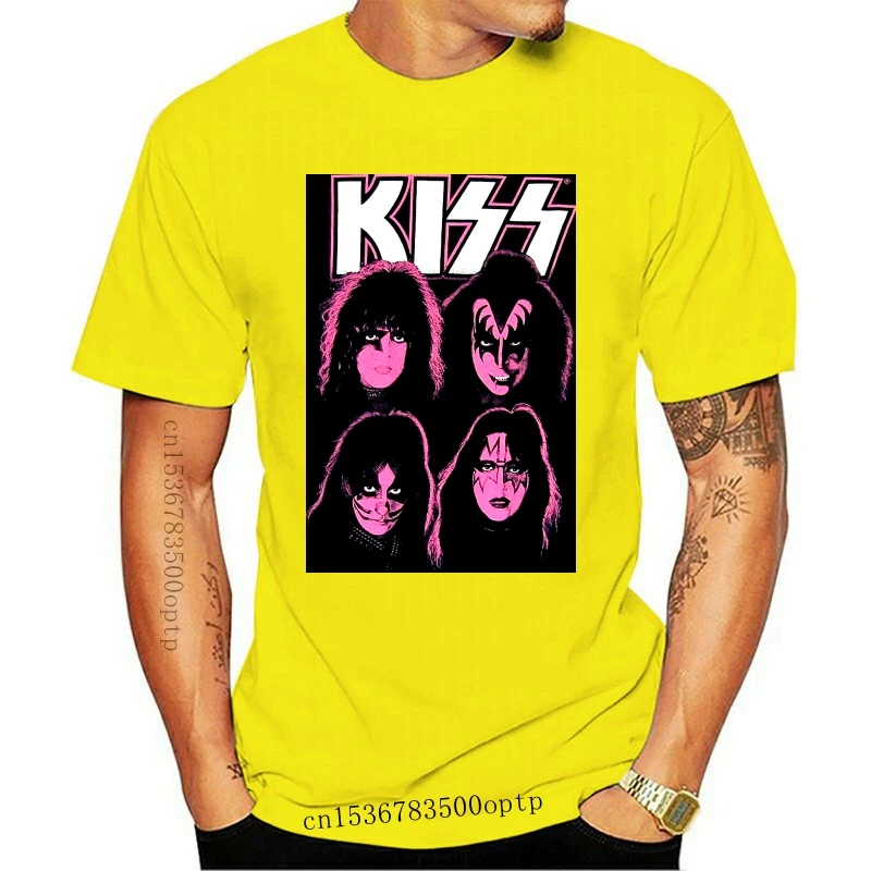 

Новинка, футболка KISS с розовыми лицами для девочек, для подростков, темно-синяя, 2021, официальная (1)