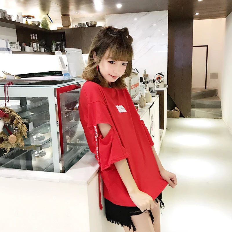 Женская летняя футболка с круглым вырезом Повседневная Свободная в стиле