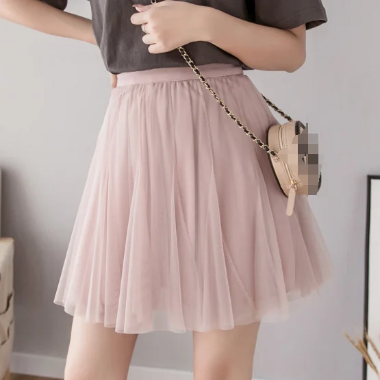 Новинка 2020 винтажная плиссированная мини юбка Женская Корейская фатиновая