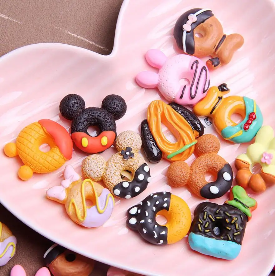 

Kawaii Resin Cartoon Animal Donut Simulation Fake Food Flatback Resin Donuts Cabochons Dollhouse Accessory DIY Crafts