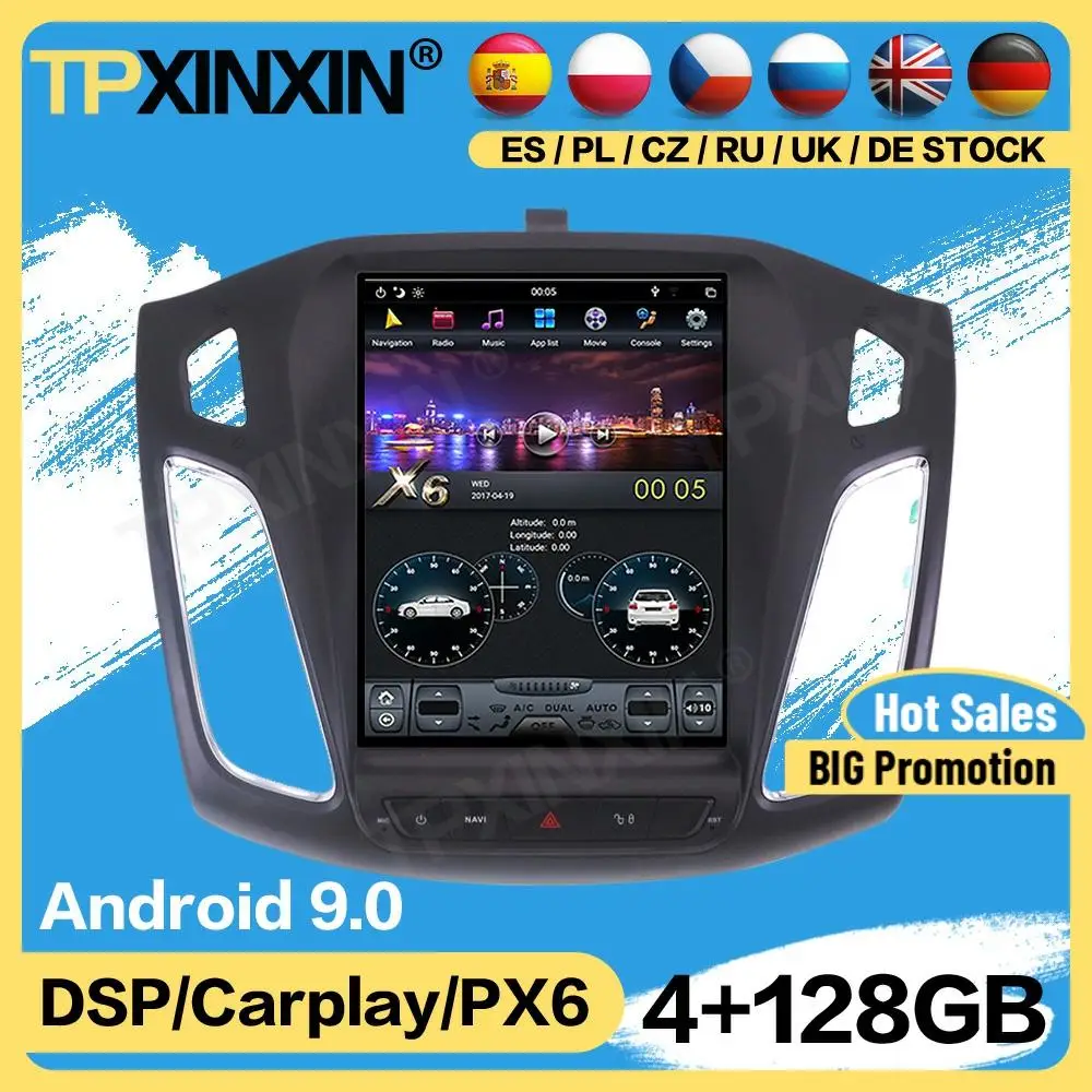

Carplay Tesla 128G радио 2 Din управление Android для Ford Focus 2012 2013 2014 2015 2016 2017 2018 GPS плеер автомобильное аудио головное устройство