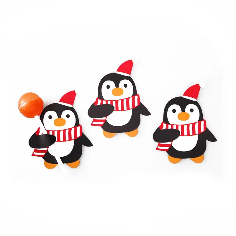 50 шт набор Рождественское украшение Пингвин Санта Клаус леденец из бумаги