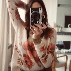 Женский вязаный свитер с цветочным принтом, Повседневный пуловер из мохера с круглым вырезом и длинным рукавом, винтажный теплый осенний свитер 2021