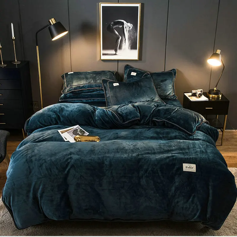Толстый теплый комплект постельного белья для зимы Роскошное Одеяло с краями и