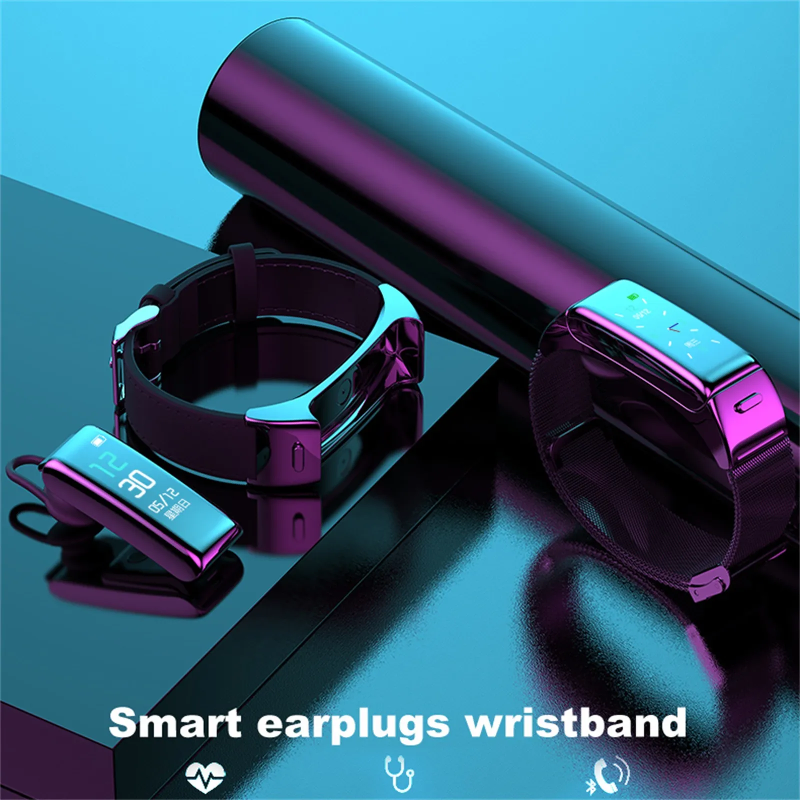 2 в 1 B6 Смарт Bluetooth гарнитура браслет сердечного ритма мониторинг здоровья часы