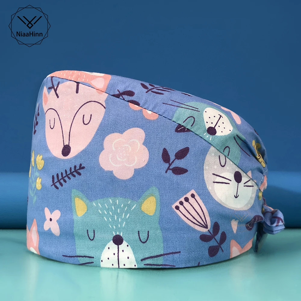 

Multicolor New scrub pattern cap nutritionist cap scrub housekeeping sweat-absorbent accessories printing cartoon hat Breathable