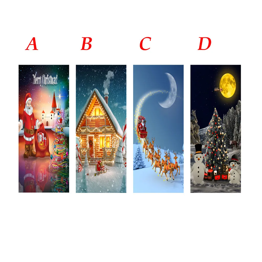 Рождественская дверная наклейка 3D настенная декорация для гостиной