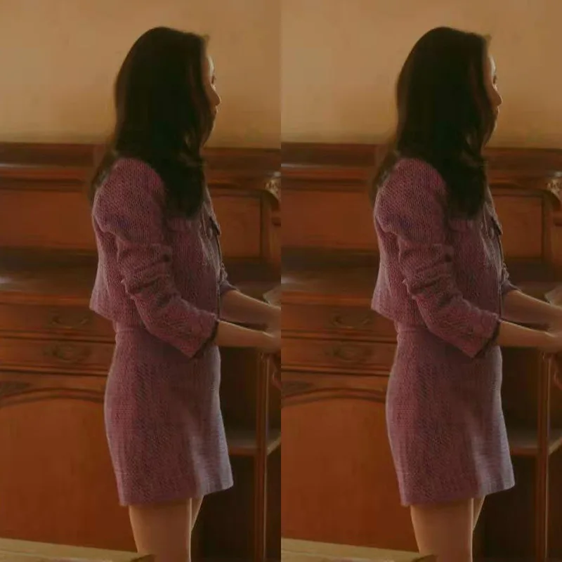 Комплект женский из двух предметов элегантный короткий пиджак с длинным рукавом