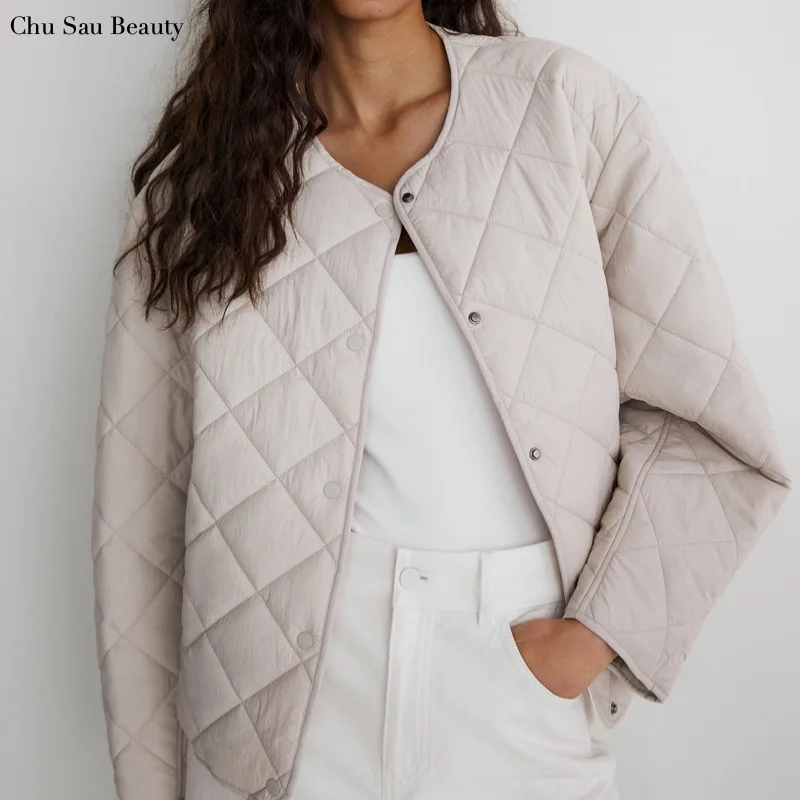 

Chu Sau Beauty Za New Women Autumn And Winter Fashion Jacket Single-Breasted Long-Sleeved Warm Loose Cotton Casual Jacket