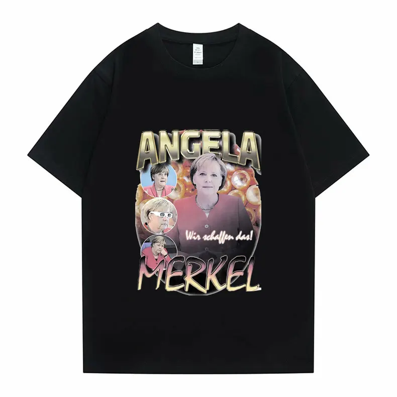 

Aegela Merkel Rap Bootleg Print T-shirt Men Women Fashion New Tshirt Mens Oversize Style T Shirts Hip Hop Trend Tee Short Sleeve