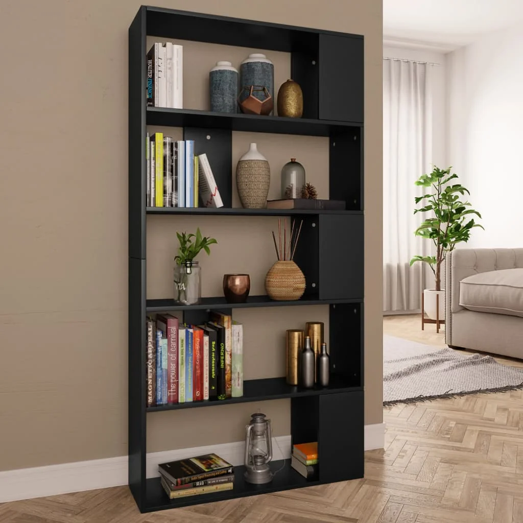 

Шкаф для книг/перегородка для комнат, черный, 31,5x9,4x62,6 дюйма, ДСП