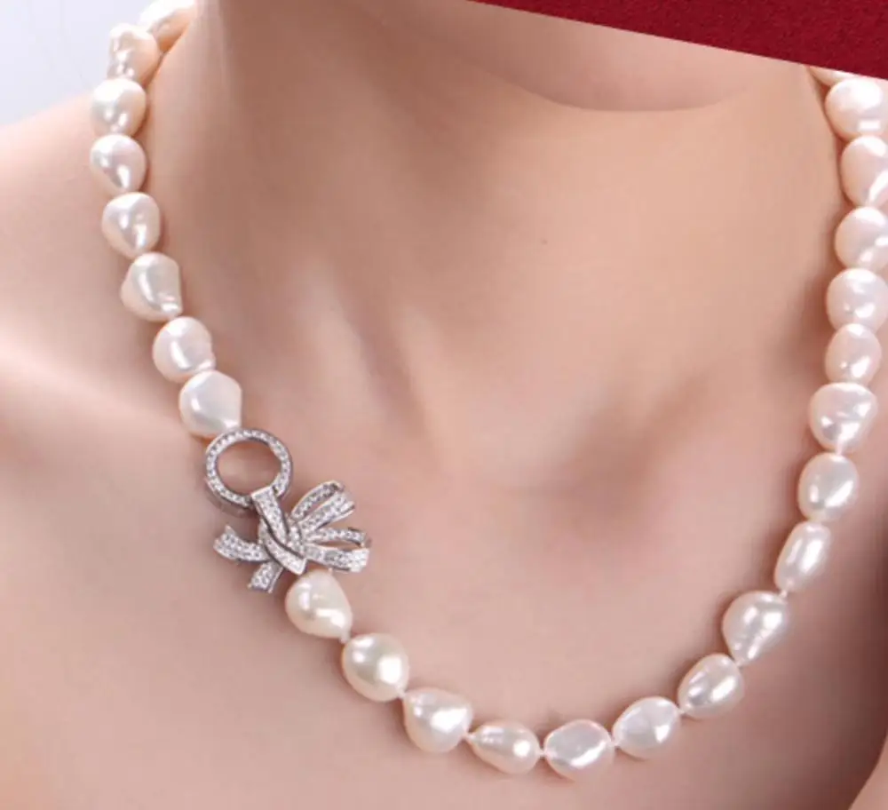 

seet of 11-12mm south sea white baroque pearl necklace 18"bracelet 7.5-8"