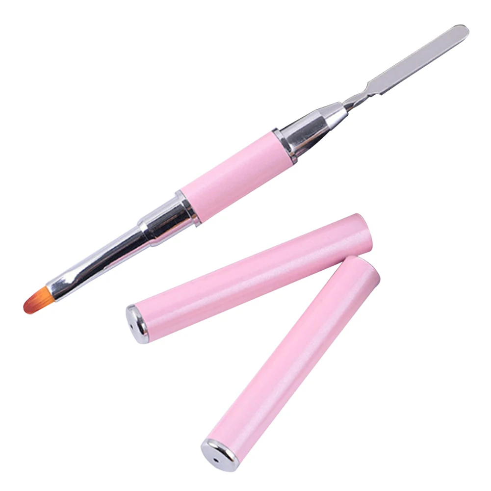 Двухсторонняя ручка для ногтей щетка полигеля инструмент дизайна из нержавеющей