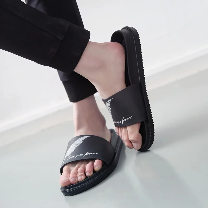 Шлепанцы мужские с граффити мягкие сланцы Эва Повседневная пляжная обувь для