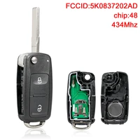 2 buttons 433mhz keyless smart remote car key fob with id48 chip 5k0837202ad auto key for volkswagen vw transporter 2011 2016