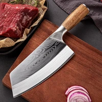 8 chinese chef knife damascus laser pattern kitchen knife stainless steel butcher knife meat bone fish fruit vegetables cleaver