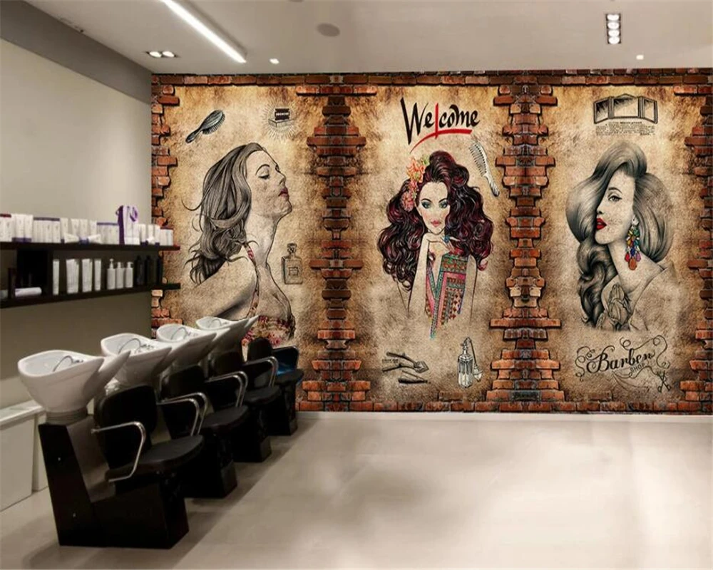 Пользовательские обои 3d ностальгические ретро макияж салон красоты