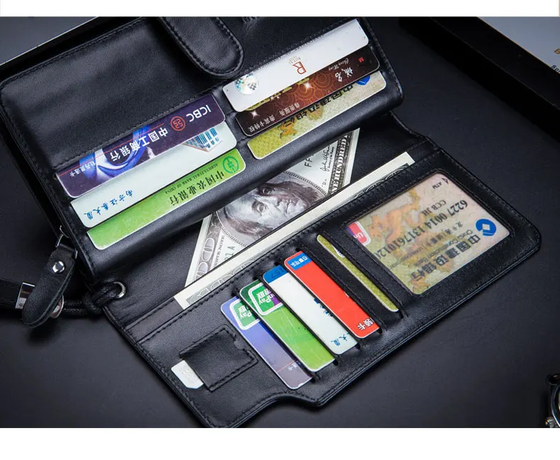 BULLCAPTAIN мужской кошелек клатч из натуральной кожи брендовый Rfid кошелек Мужской органайзер для сотового телефона клатч на запястье Длинный кошелек для монет