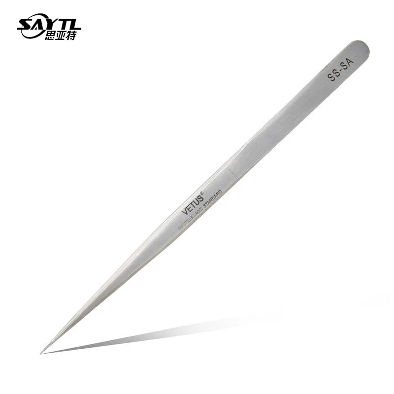 VETUS SS-SA высокоточный стальной пинцет из нержавеющей стали антимагнитный антикислотный для наращивания ресниц SMD DIY инструменты для ремонта