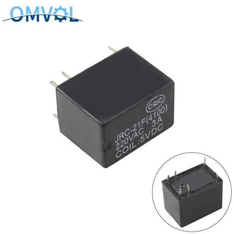 Миниатюрное реле PCB 6 контактов Мини постоянного тока 3В 5В 9В 12В 24В JRC-21F 4100 5 шт. |