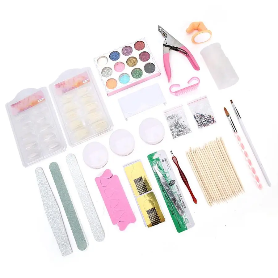 Набор для дизайна ногтей сделай сам акриловый порошок Типсы кисть инструменты