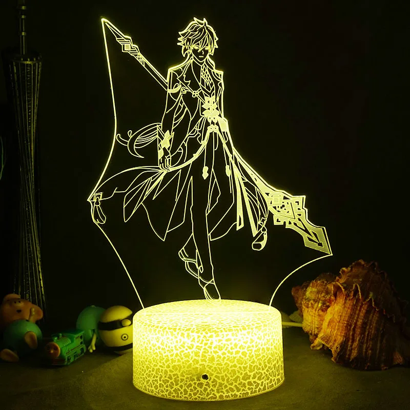 

Genshin Impact 3D 7 Colors Night Light Game Action Figures Eula Hu Tao Acrylic Model Touch LED Night Lamp Toys For Children Gift