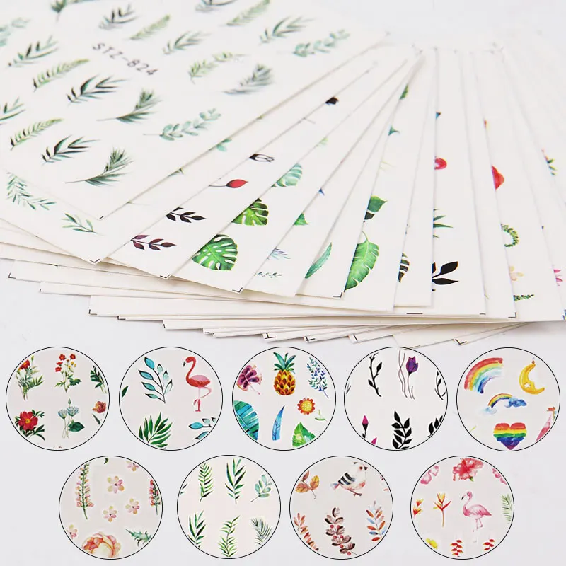 1 лист зеленый наклейки для дизайна ногтей кружева цветок ожерелье фрукты перо