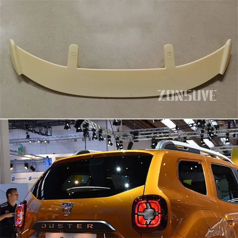 

Спойлер для Dacia Duster 2018-2020, ABS-пластик, углеродное волокно, вид хэтчбека, кровли, заднего крыла, комплект аксессуаров для кузова